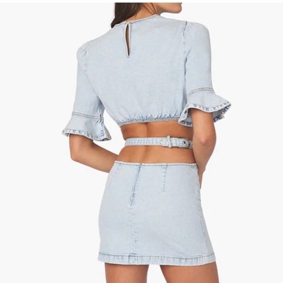 *BUNDLE* WeWoreWhat Denim Top and Denim Skirt size M - Picture 2 of 5